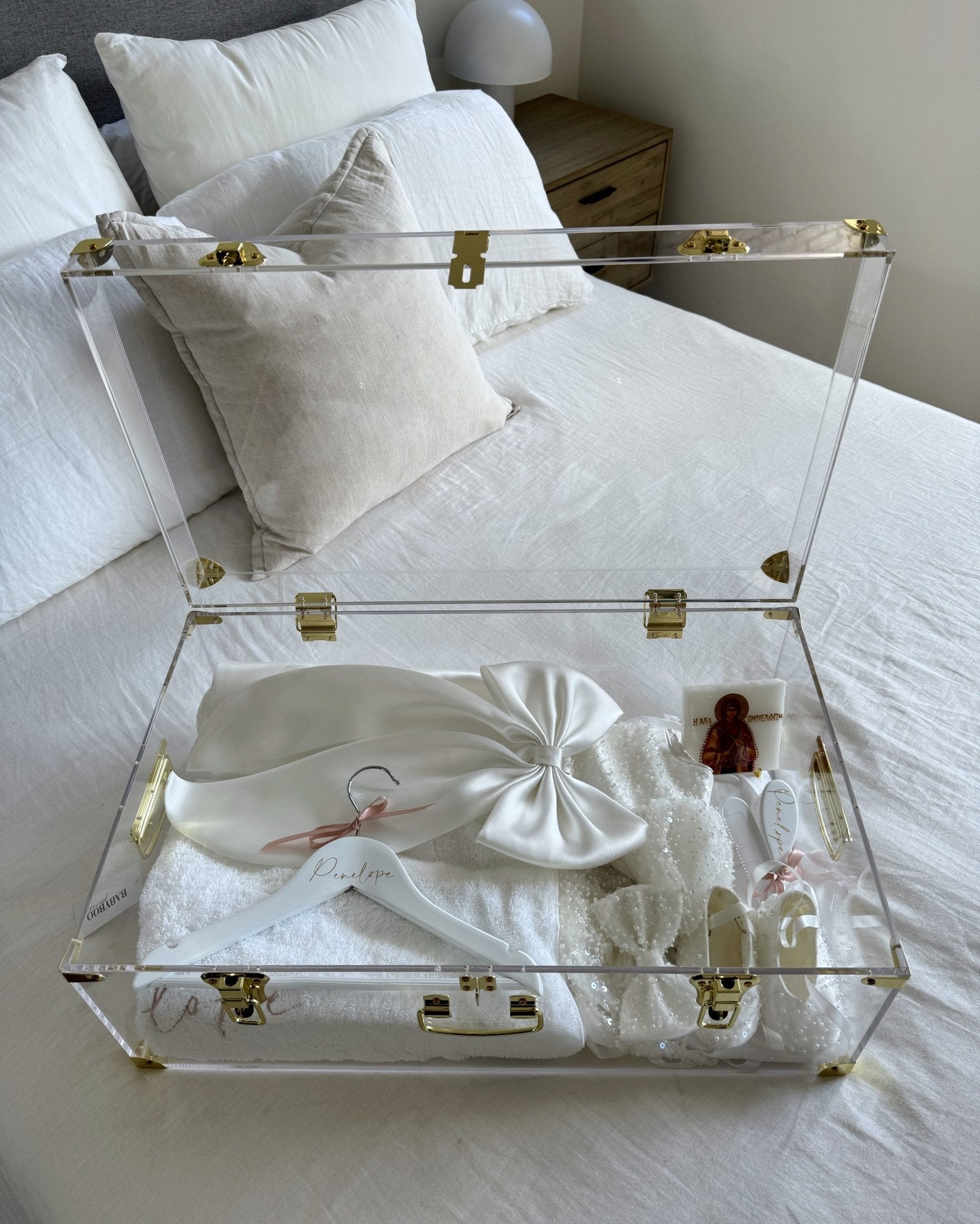 Personalised Deluxe Orthodox Christening Gift Pack – Acrylic Keepsake Trunk Box by BabyBoo Prints