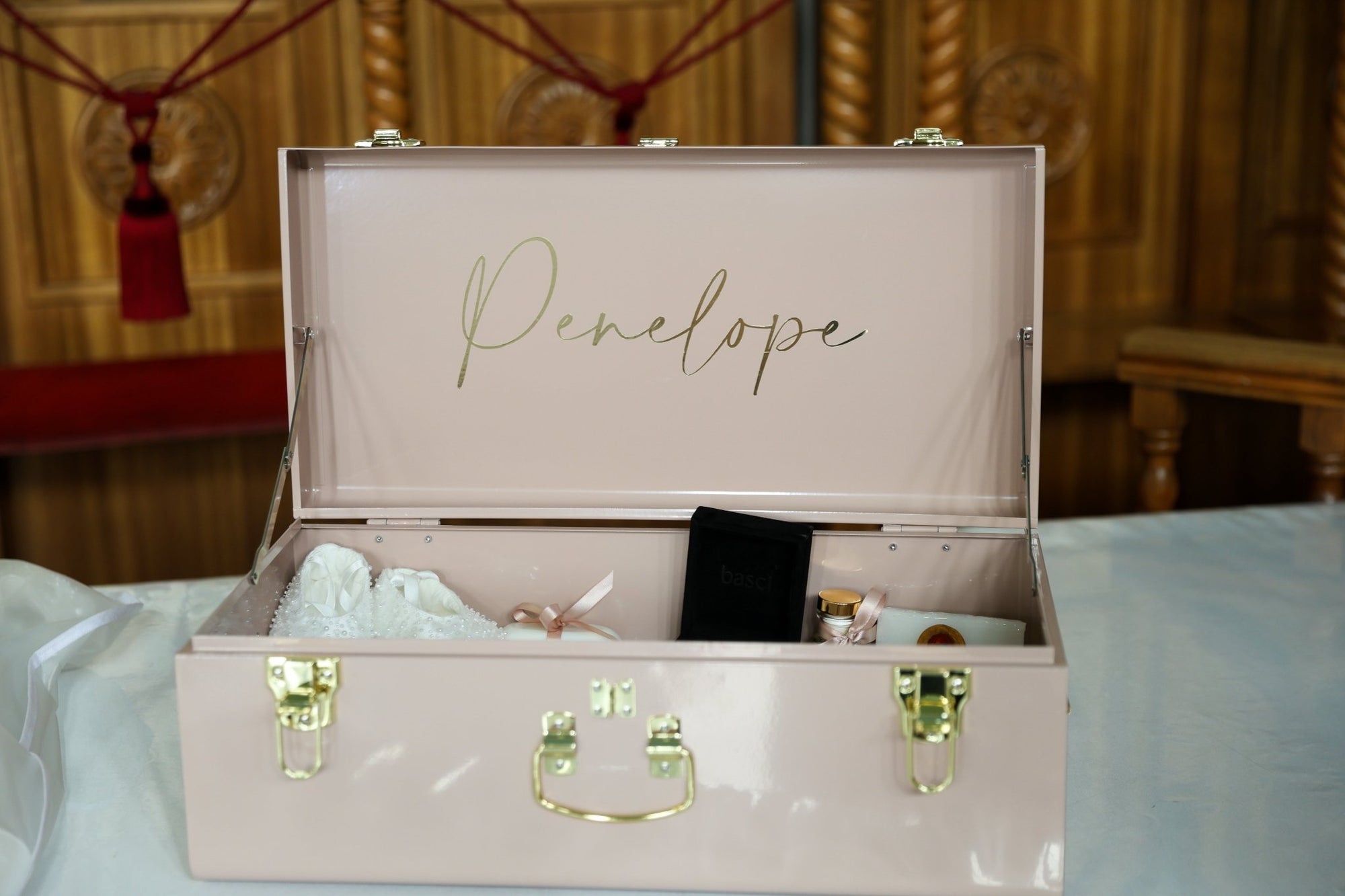 Personalised Deluxe Orthodox Christening Gift Pack – Metal Keepsake Trunk Box by BabyBoo Prints