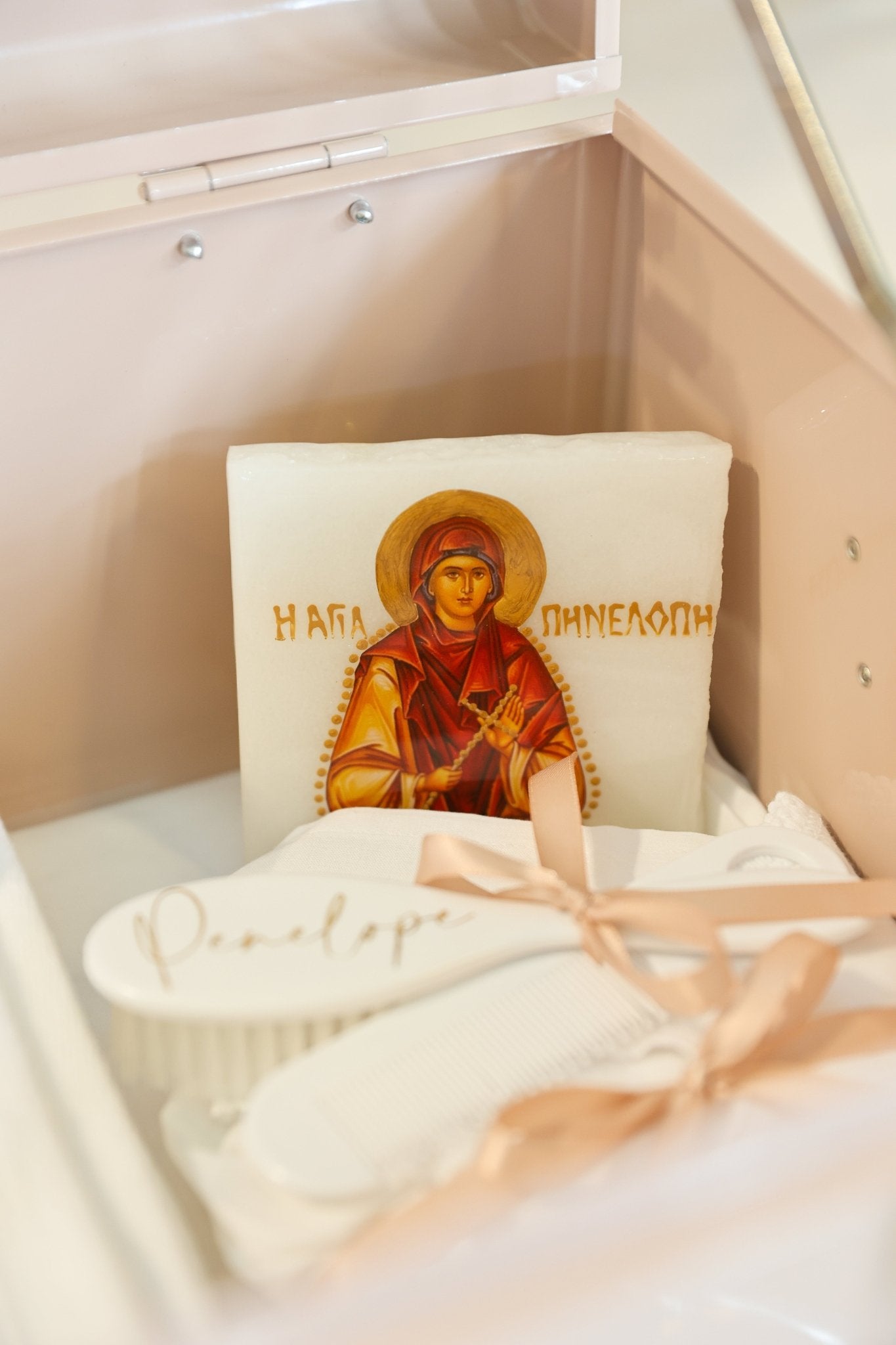 Personalised Deluxe Orthodox Christening Gift Pack – Metal Keepsake Trunk Box by BabyBoo Prints