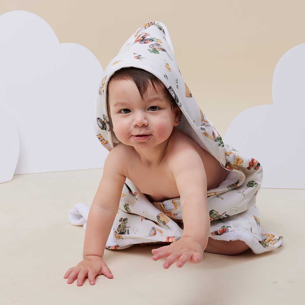 Digger - Baby Bath Towel - BabyBoo Prints