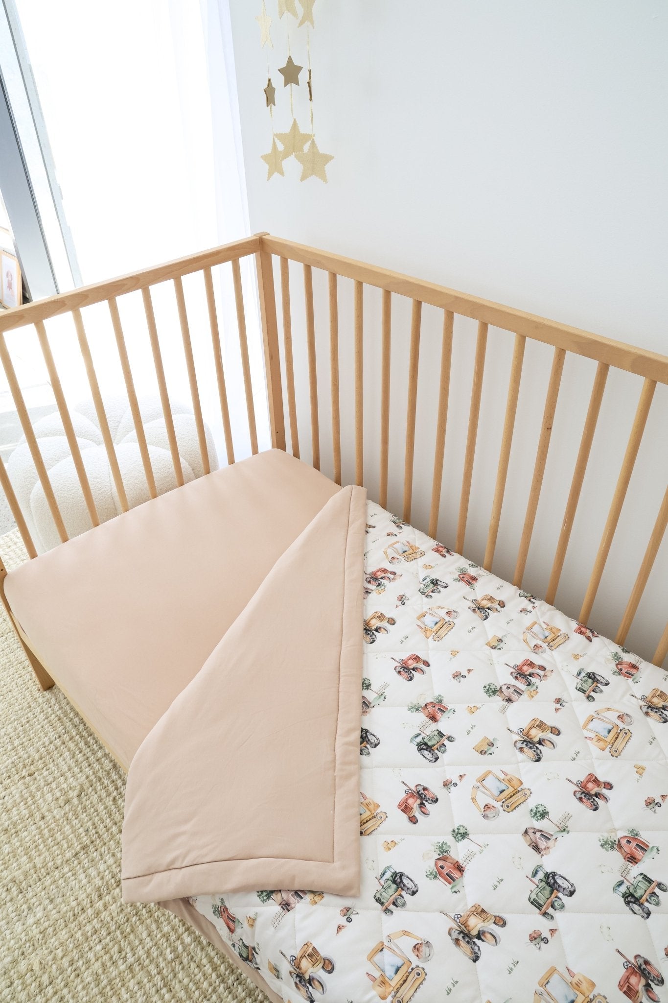 Diggers & Tractors organic cotton cot comforter by BabyBoo Prints