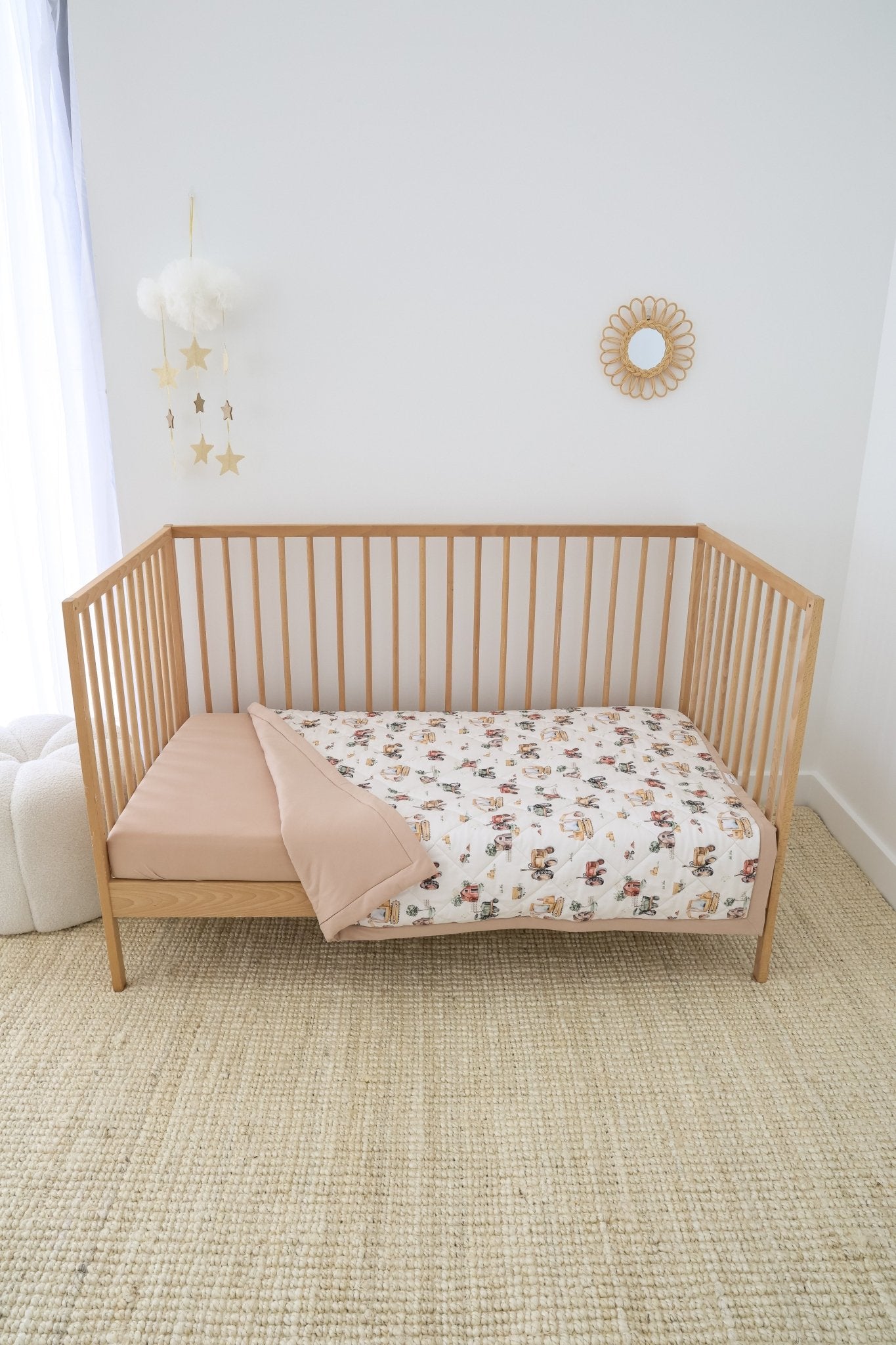 Diggers & Tractors organic cotton cot comforter by BabyBoo Prints