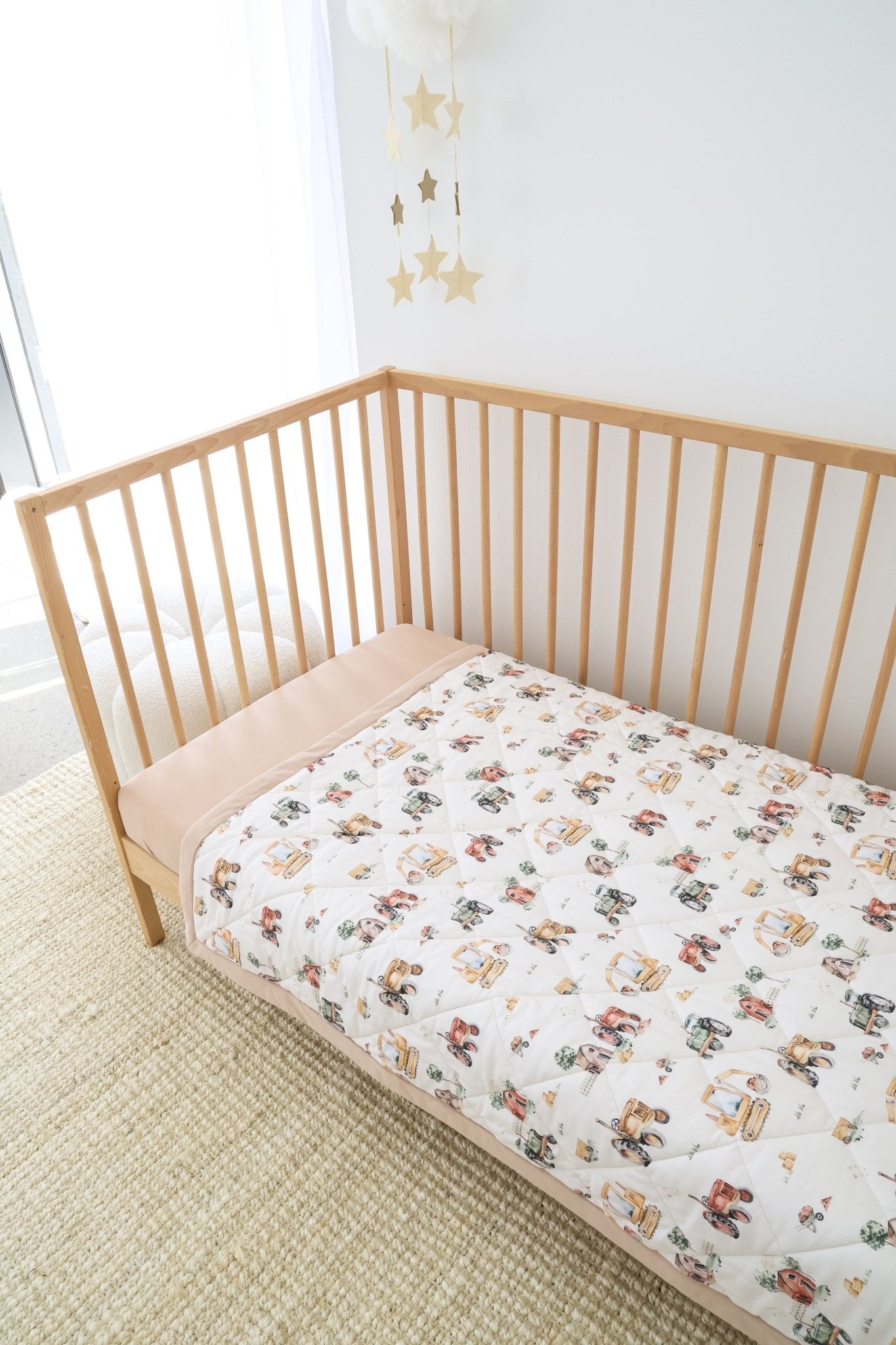 Diggers & Tractors organic cotton cot comforter by BabyBoo Prints