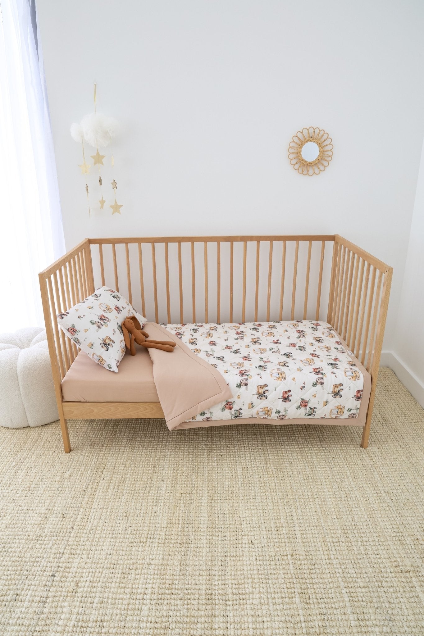 Diggers & Tractors organic cotton cot comforter by BabyBoo Prints