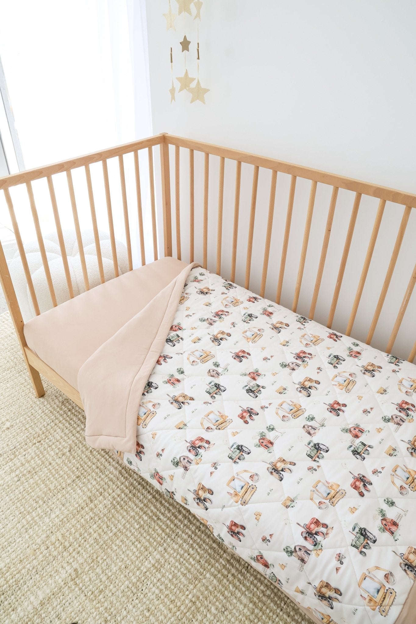 Diggers & Tractors organic cotton cot comforter by BabyBoo Prints