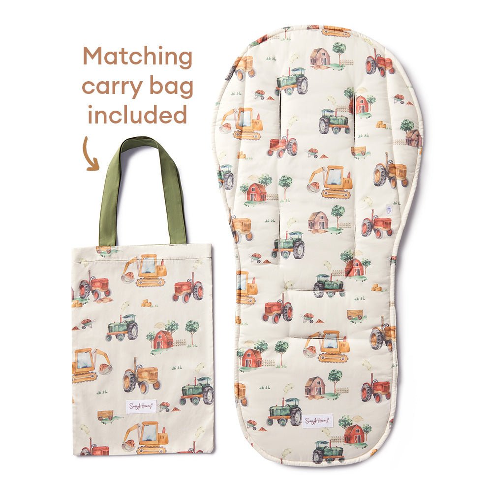 Diggers and tractors organic universal pram liner by BabyBoo Prints