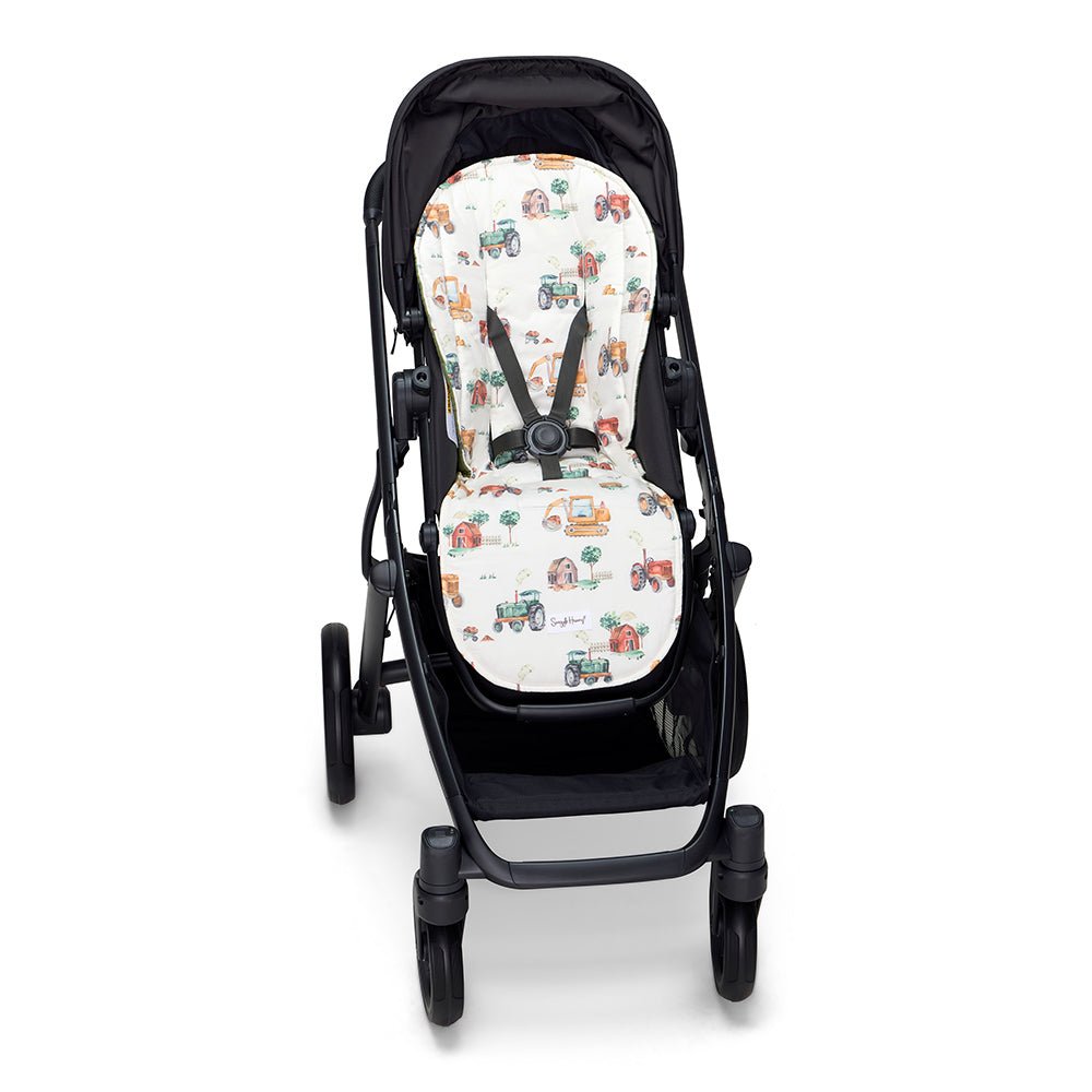 Diggers and tractors organic universal pram liner by BabyBoo Prints