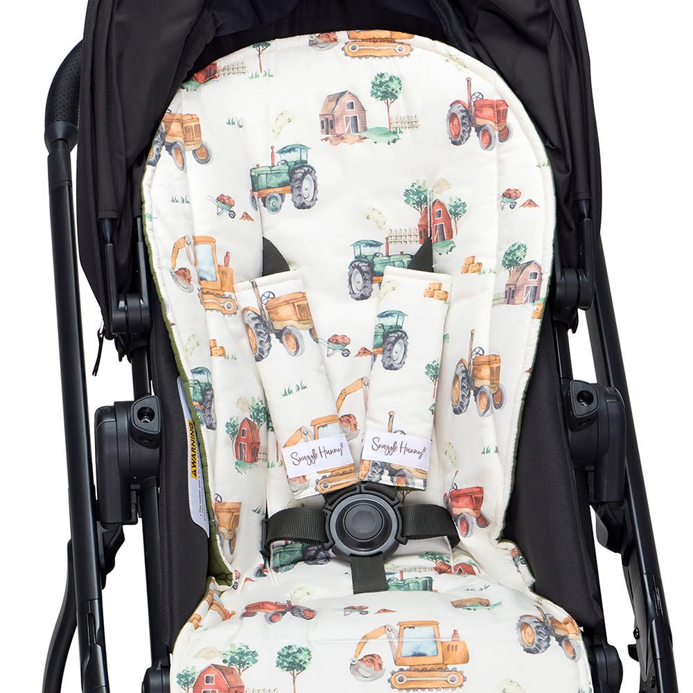 Diggers and tractors organic universal pram liner by BabyBoo Prints