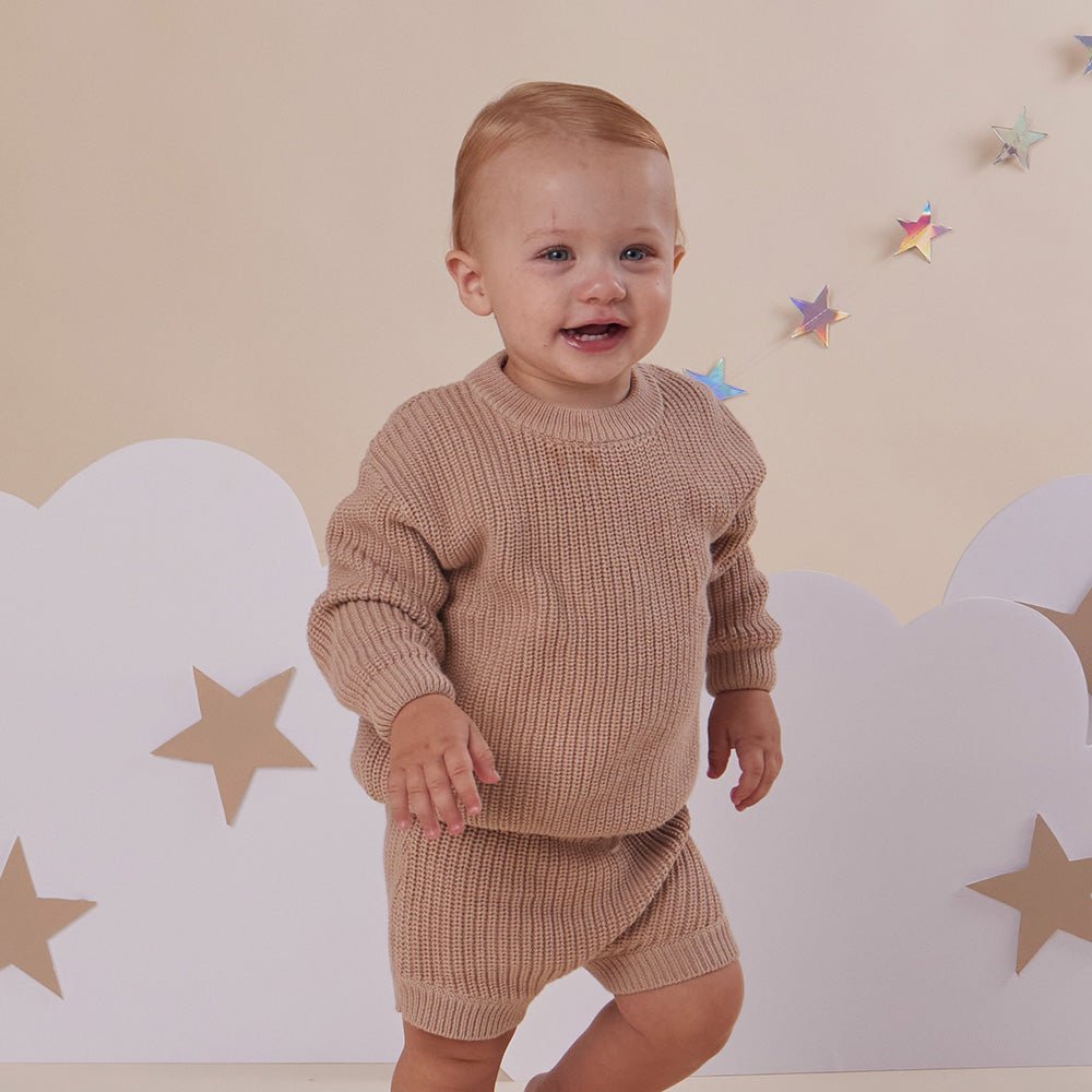 Hazelnut Oversized Cotton Knit Jumper - BabyBoo Prints