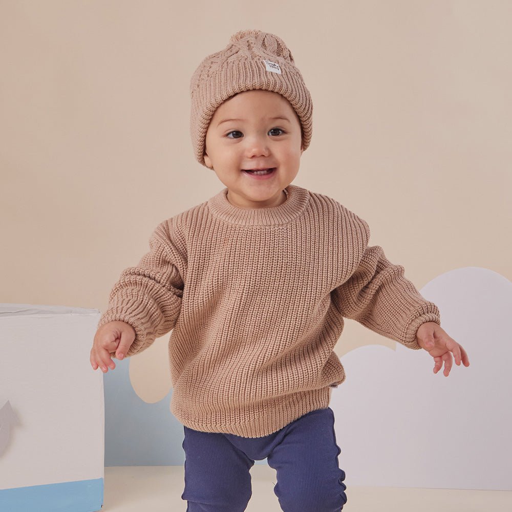 Hazelnut Oversized Cotton Knit Jumper - BabyBoo Prints