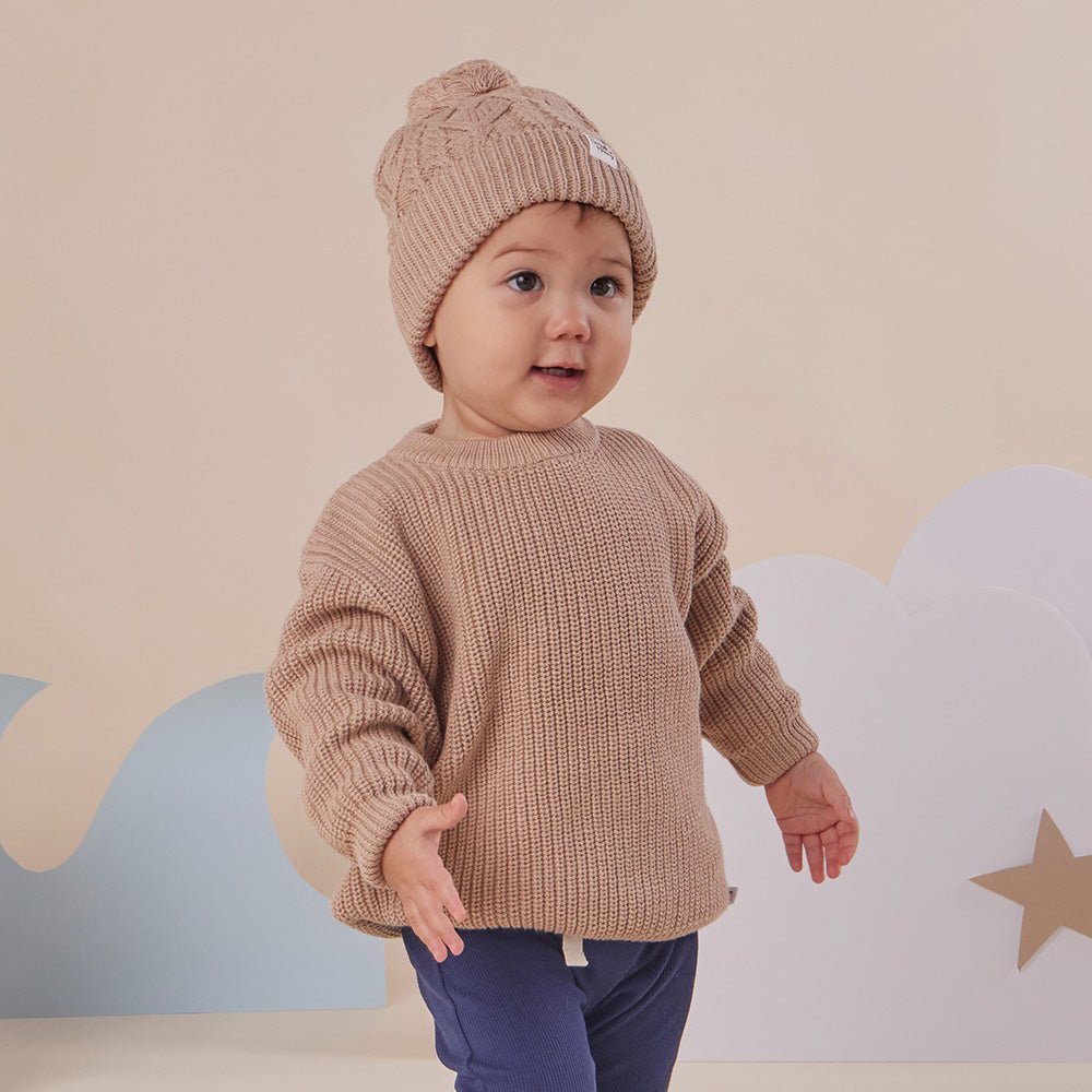 Hazelnut Oversized Cotton Knit Jumper - BabyBoo Prints