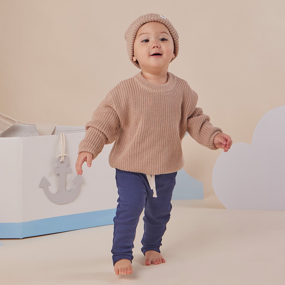 Hazelnut Oversized Cotton Knit Jumper - BabyBoo Prints
