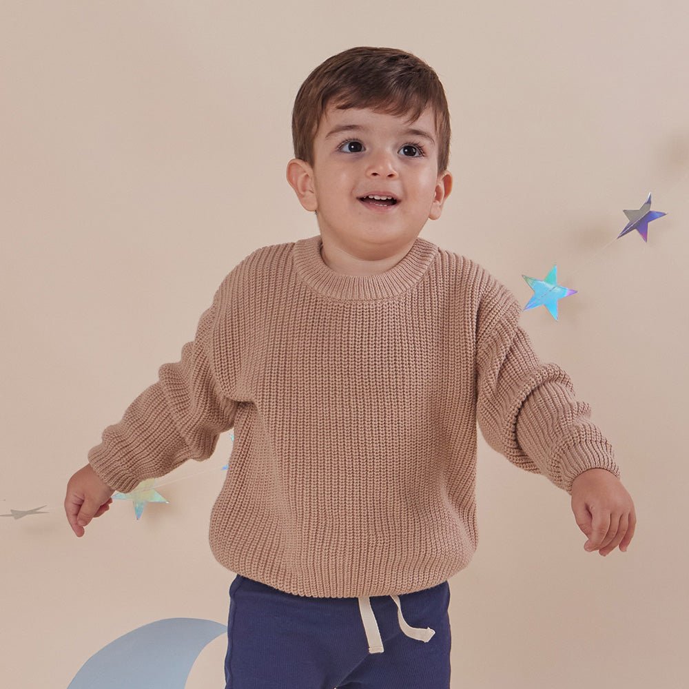 Hazelnut Oversized Cotton Knit Jumper - BabyBoo Prints