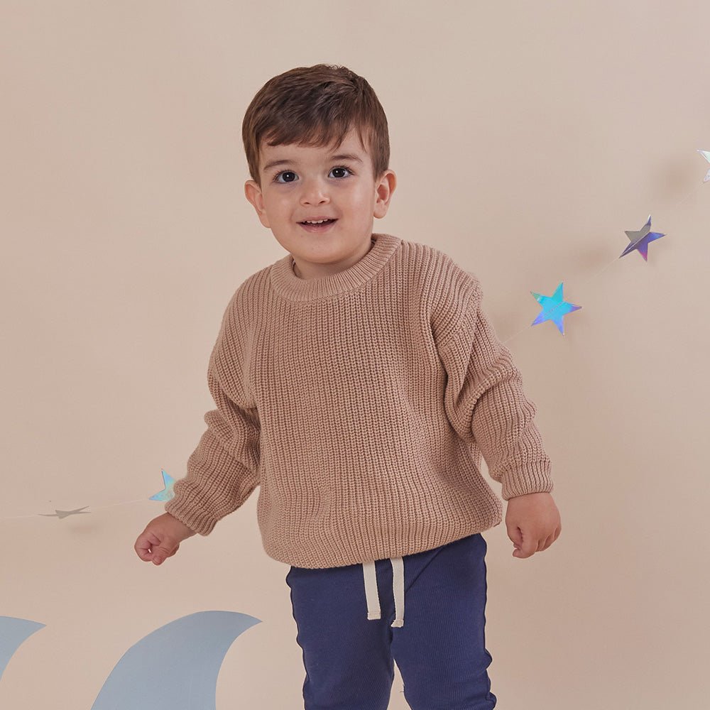 Hazelnut Oversized Cotton Knit Jumper - BabyBoo Prints