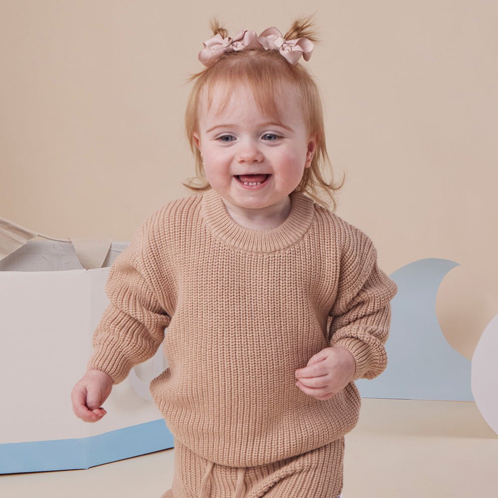Hazelnut Oversized Cotton Knit Jumper - BabyBoo Prints