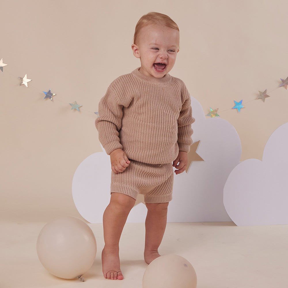 Hazelnut Oversized Cotton Knit Jumper - BabyBoo Prints