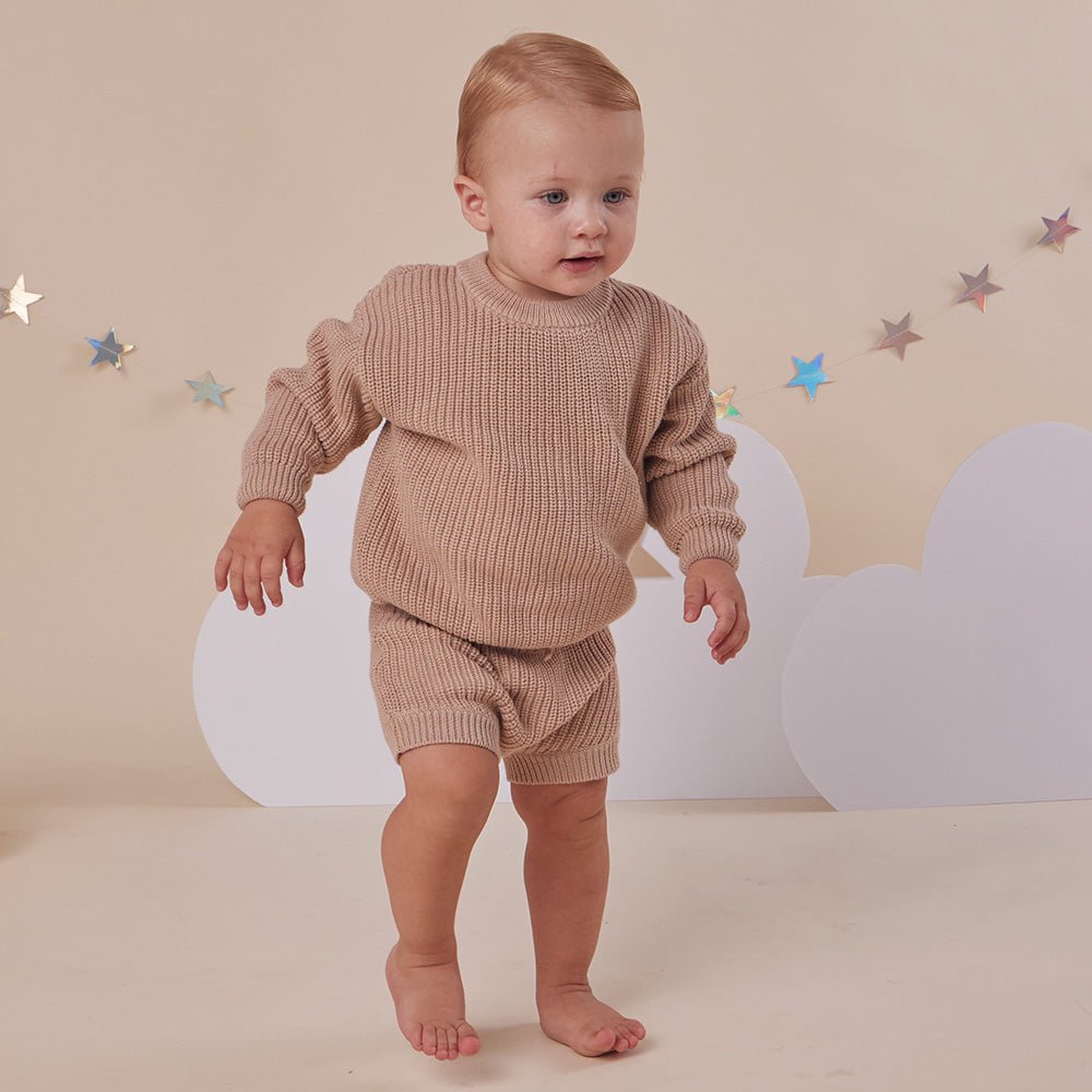 Hazelnut Oversized Cotton Knit Jumper - BabyBoo Prints