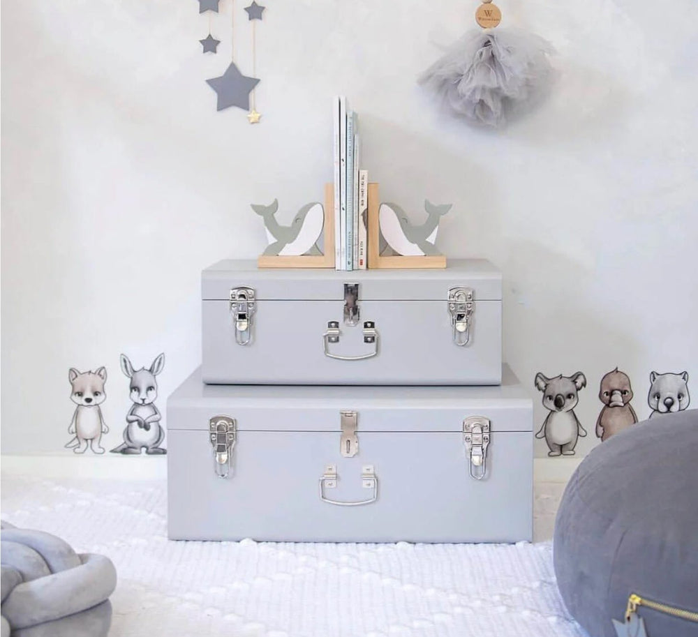 Personalised large size metal storage keepsake trunk box by BabyBoo Prints