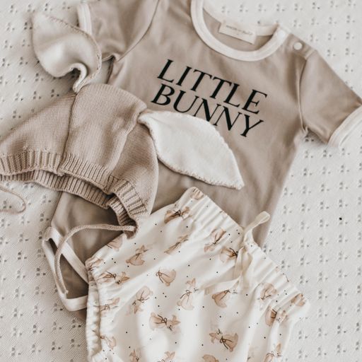 Little Bunny Bodysuit 000 - Bencer & Hazelnut - Easter - BabyBoo Prints