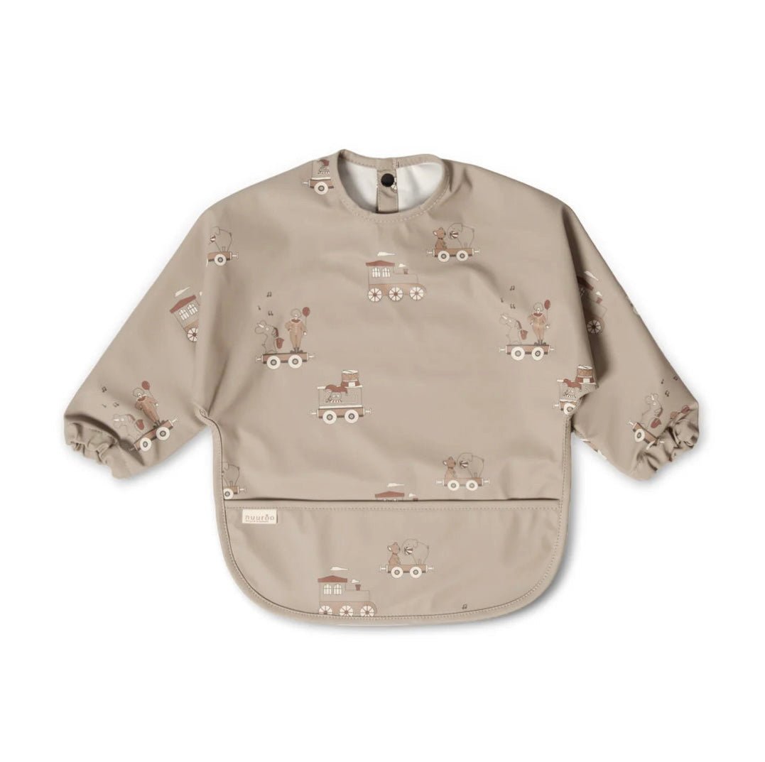 Luna Bib Coated - Cream Carnival Train - BabyBoo Prints