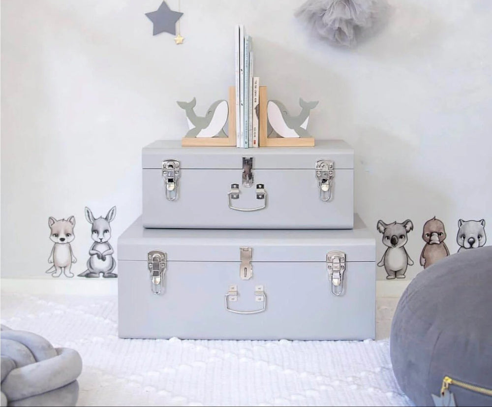 Personalised regular size metal storage keepsake trunk box by BabyBoo Prints