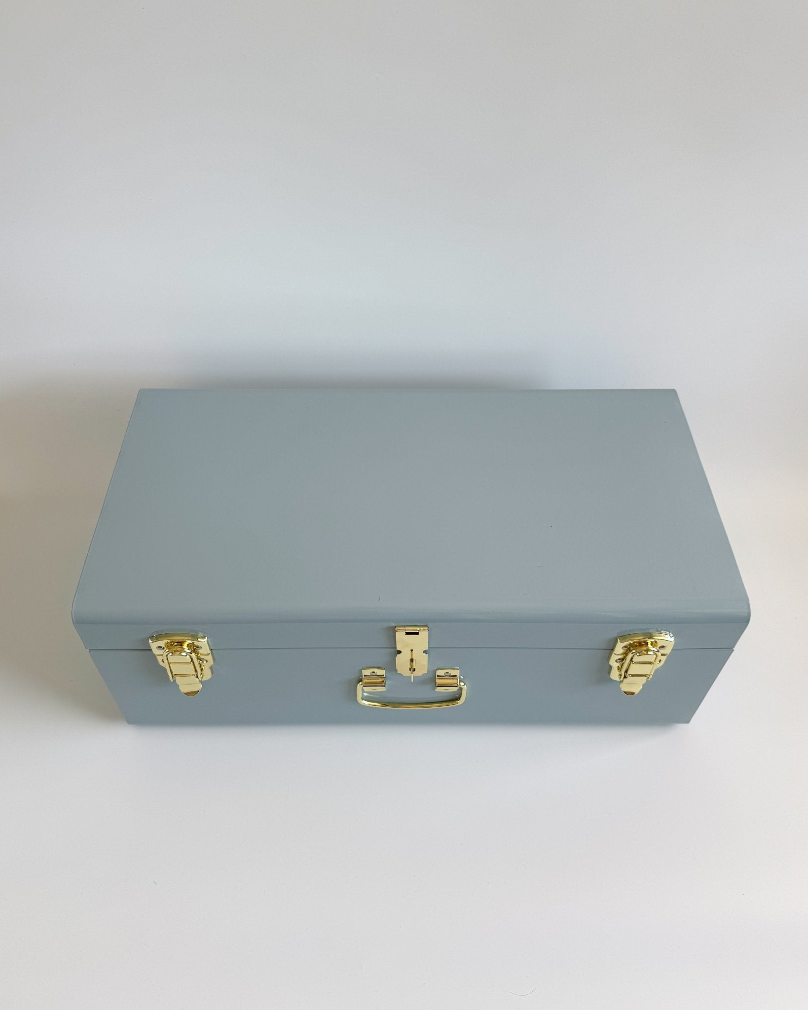 Personalised regular size metal storage keepsake trunk box by BabyBoo Prints