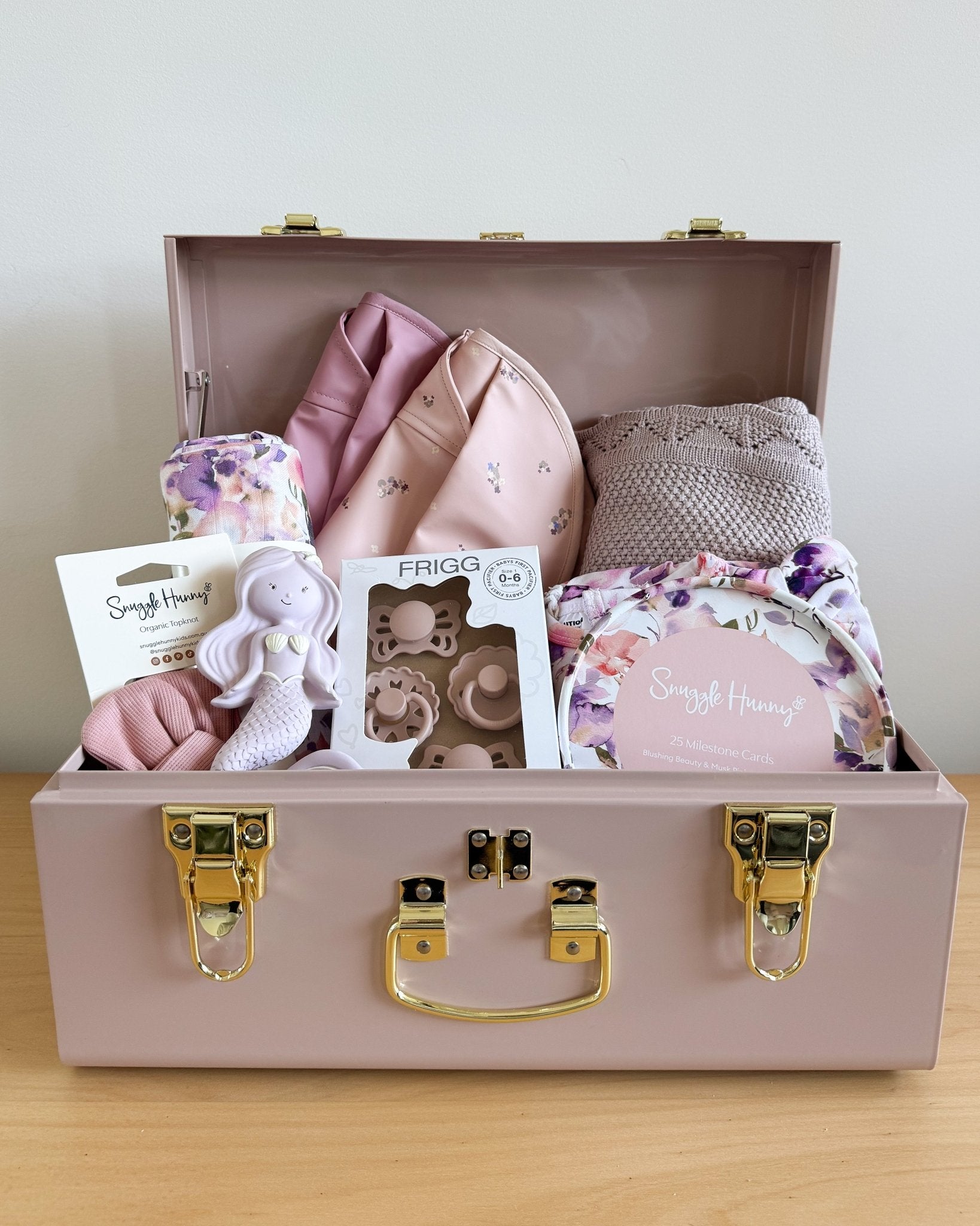 Personalised small size metal storage keepsake trunk box by BabyBoo Prints