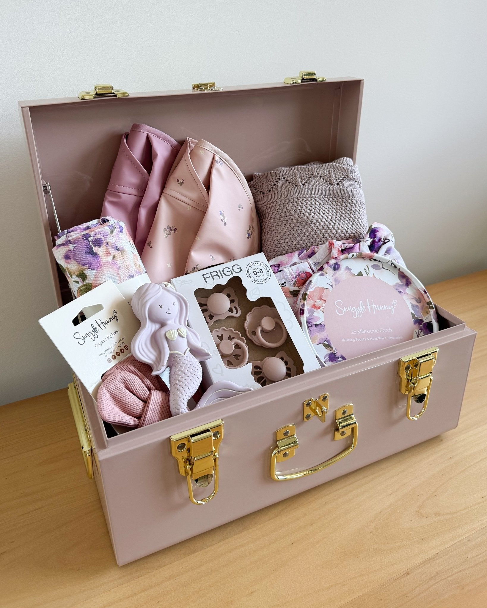 Personalised small size metal storage keepsake trunk box by BabyBoo Prints
