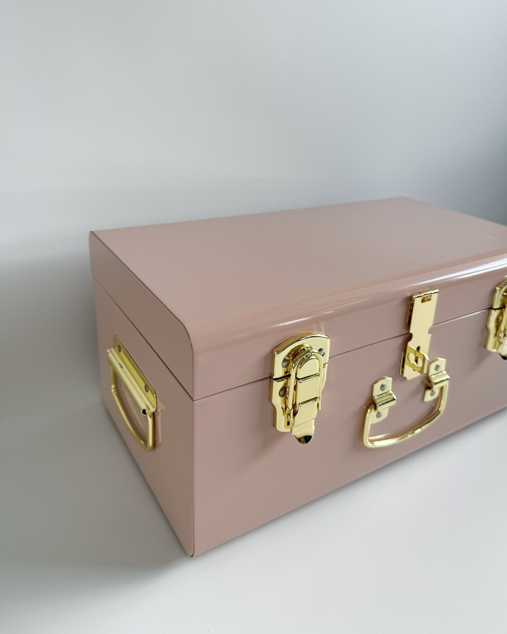 Personalised small size metal storage keepsake trunk box by BabyBoo Prints