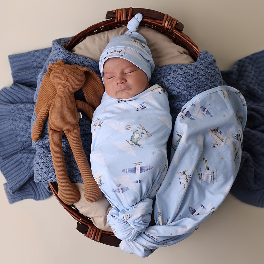 Taking Flight Jersey Wrap & Beanie Set - COMING SOON - BabyBoo Prints