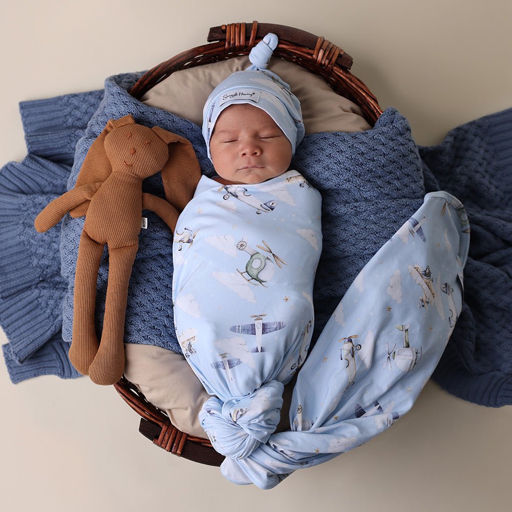 Taking Flight Jersey Wrap & Beanie Set - COMING SOON - BabyBoo Prints
