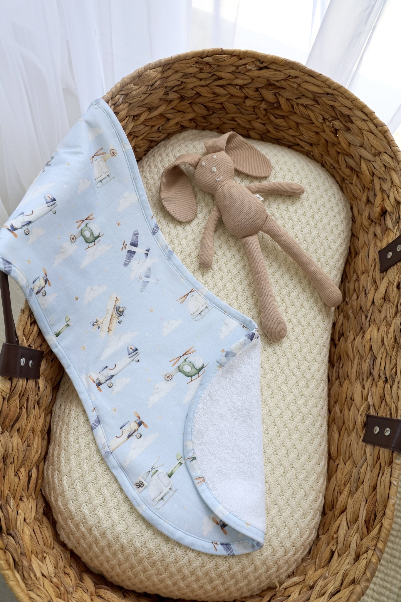 Taking Flight organic cotton burp cloth by BabyBoo Prints