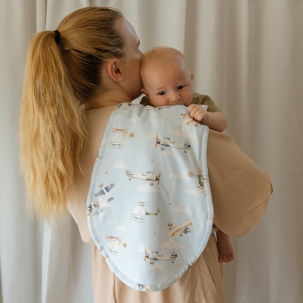 Taking Flight organic cotton burp cloth by BabyBoo Prints