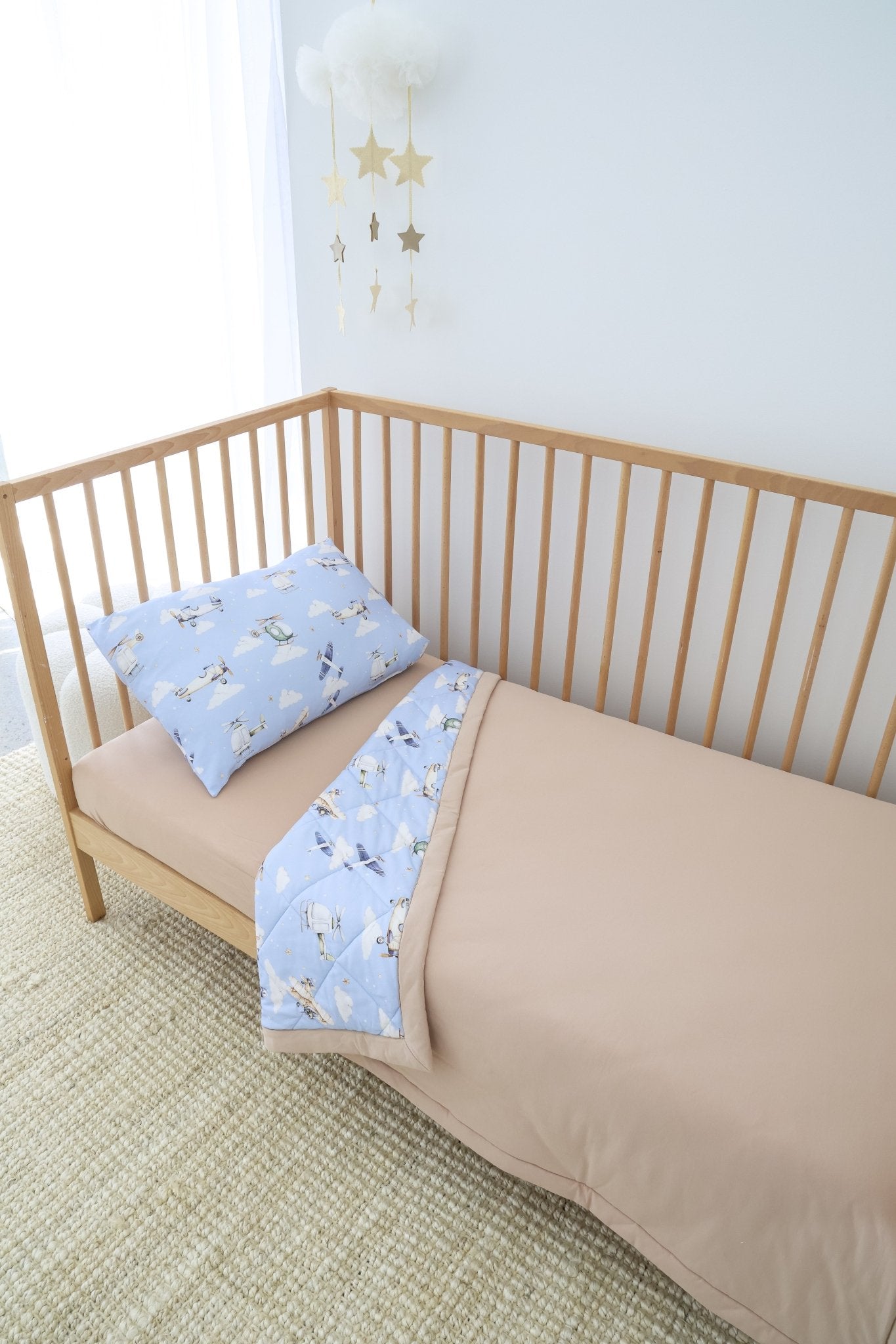 Taking Flight organic cotton cot comforter by BabyBoo Prints