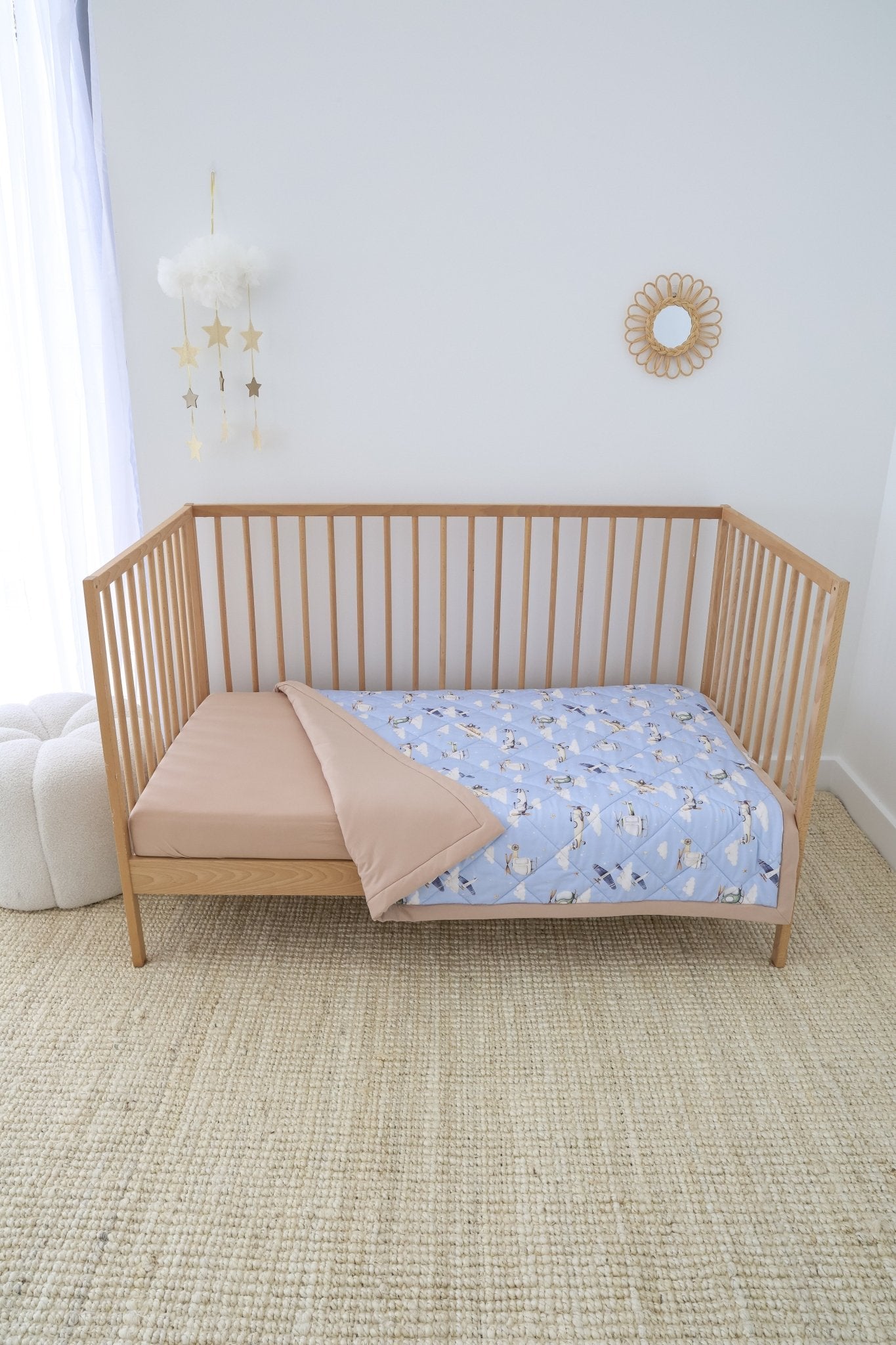 Taking Flight organic cotton cot comforter by BabyBoo Prints