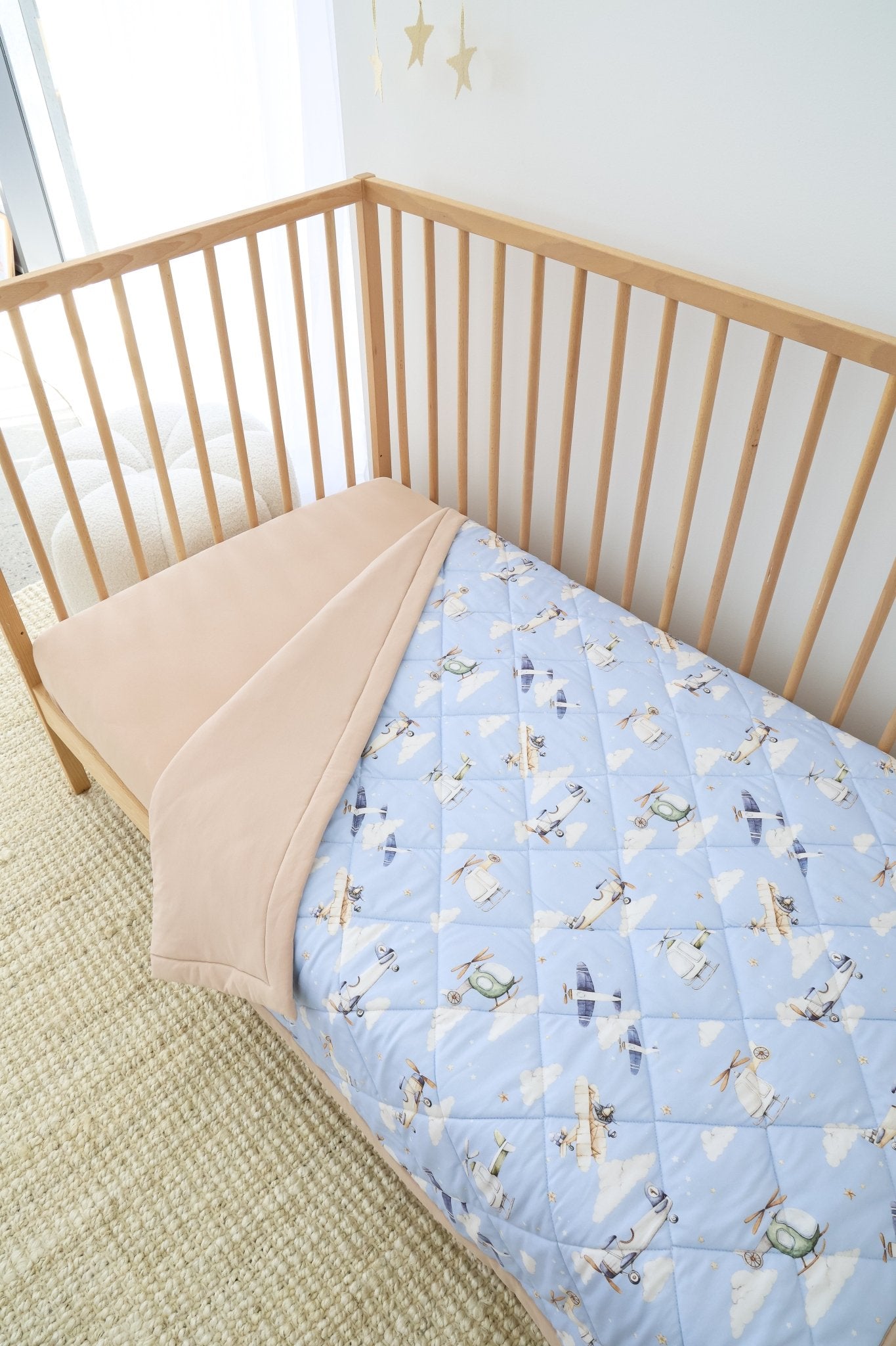 Taking Flight organic cotton cot comforter by BabyBoo Prints