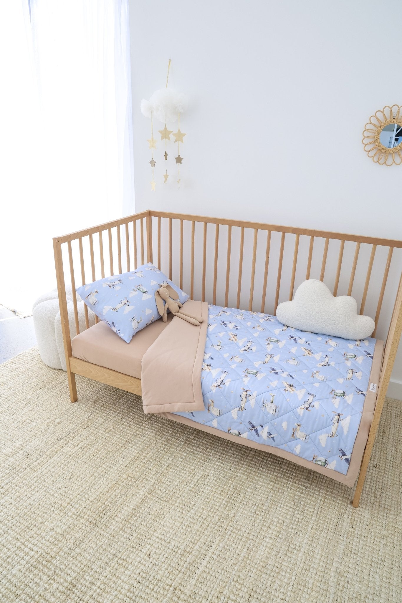 Taking Flight organic cotton cot comforter by BabyBoo Prints