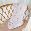 Soft Up & Away organic cotton burp cloth featuring a hot air balloon print, made from absorbent organic cotton to protect clothing during feeding and keep babies comfortable.