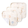 Soft organic cotton Up & Away wash cloths 3 pack featuring a charming hot air balloon print, perfect for baby bath time, feeding and everyday use. Gentle, breathable and absorbent for delicate newborn skin.