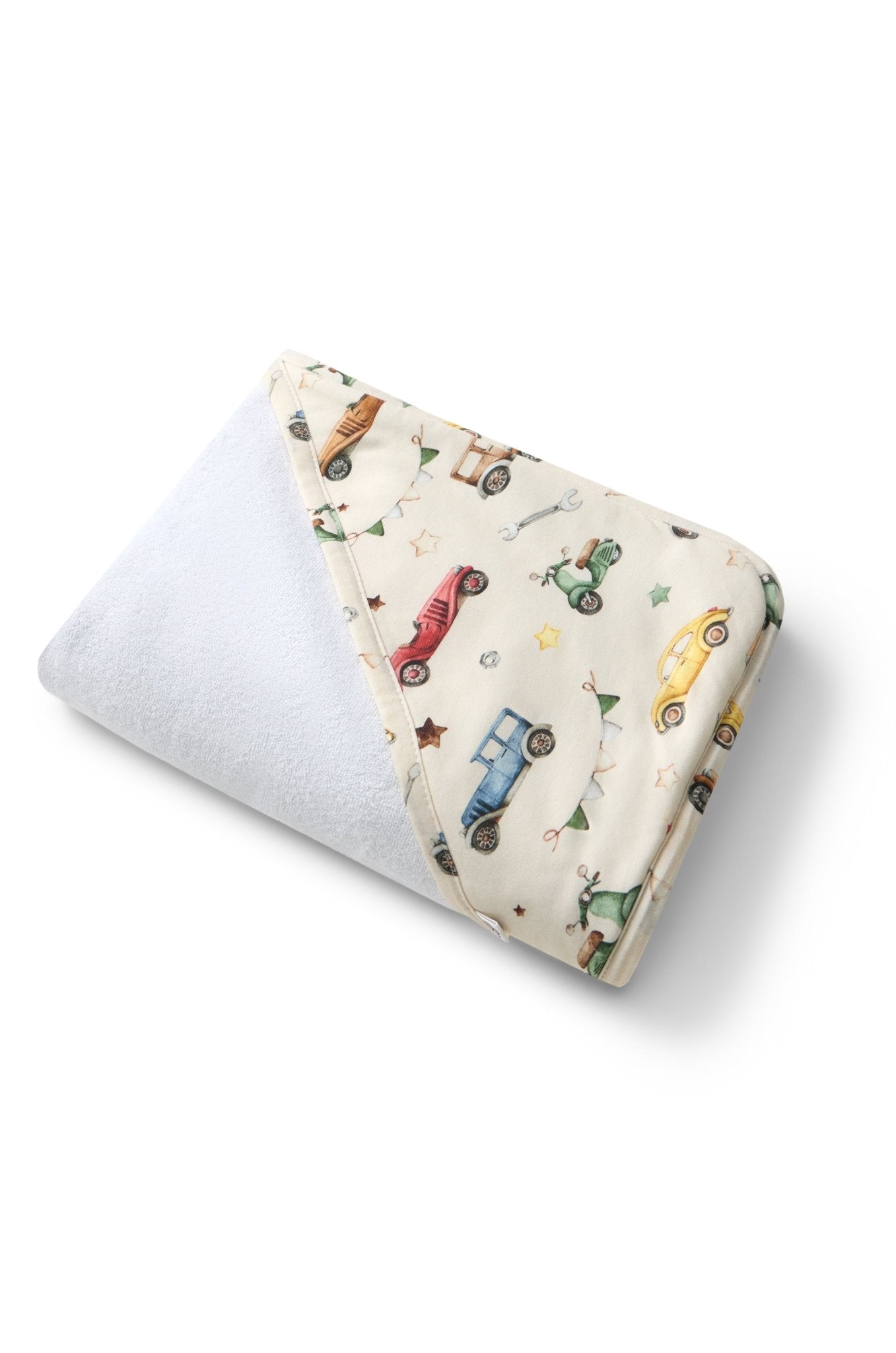 Vintage Cars Organic Hooded Baby Towel - BabyBoo Prints