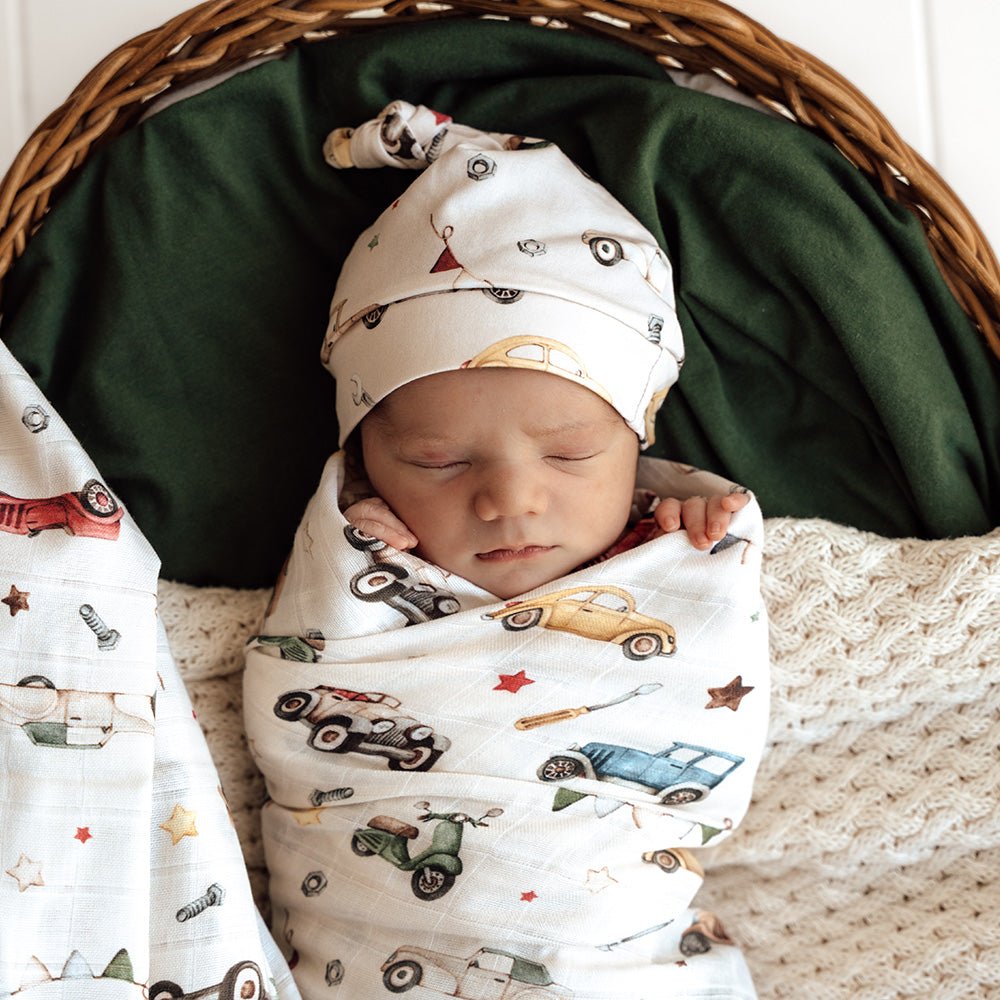 Vintage Cars Organic Muslin Wrap - BabyBoo Prints