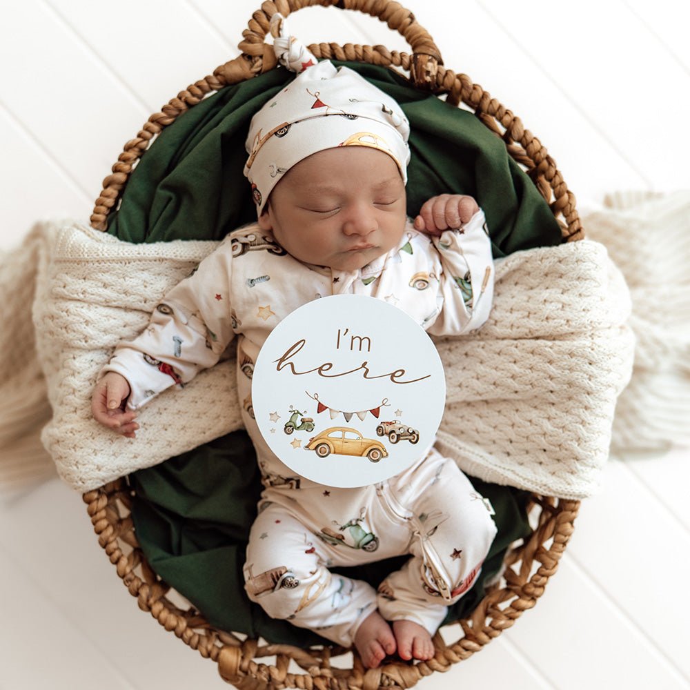 Vintage Cars Organic Snugglesuit Convertible Romper - BabyBoo Prints
