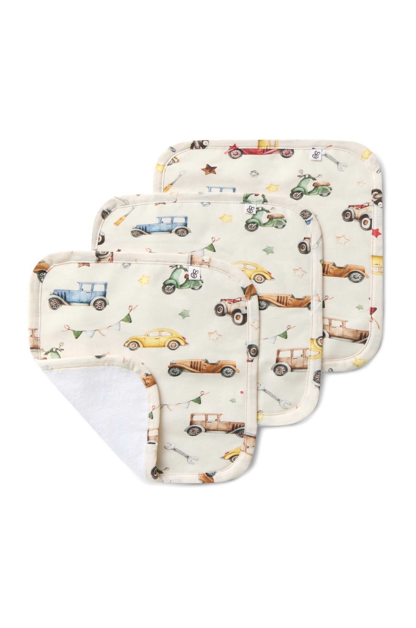 Vintage Cars Organic Wash Cloths - 3 Pack - BabyBoo Prints